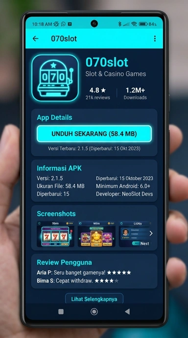 Tampilan halaman APK 070slot