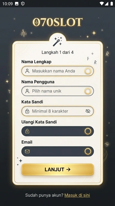 Tampilan halaman daftar 070slot