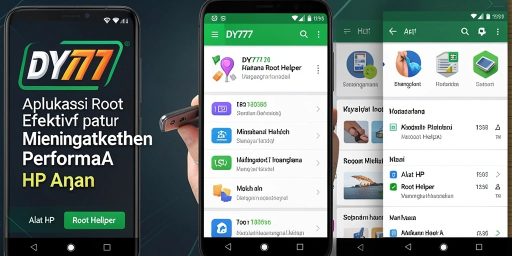 Tampilan antarmuka aplikasi DY777 untuk akses root yang mudah.