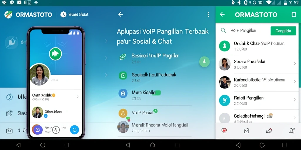 Antarmuka aplikasi ORMASTOTO untuk VoIP Panggilan yang mudah digunakan.