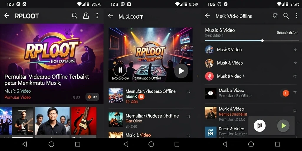 Antarmuka RPLOOT dengan fitur Pemutar Video Offline yang user-friendly.